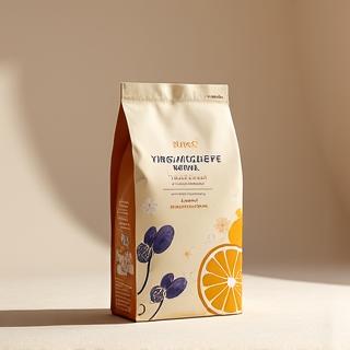 Bag of Ethiopian Yirgacheffe Natural coffee with vibrant fruit illustrations
