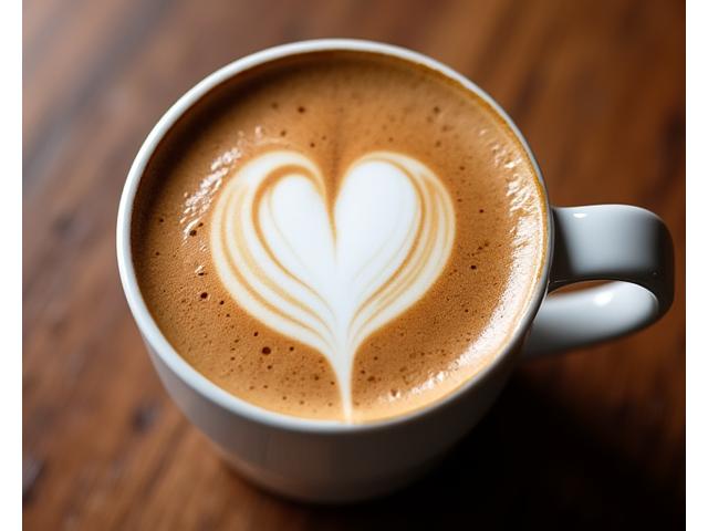 Perfectly crafted latte with heart-shaped latte art